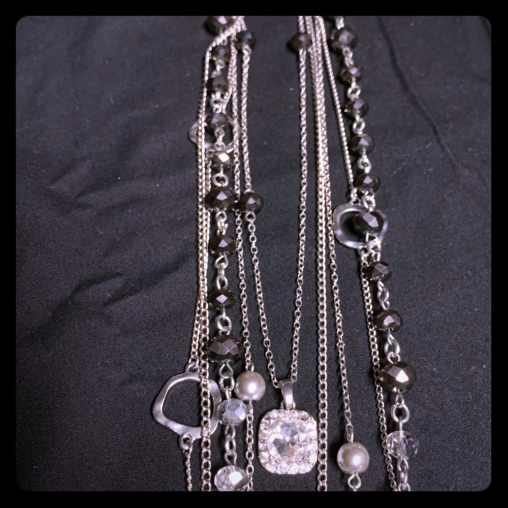 4 Strand Beaded & CZ Necklace